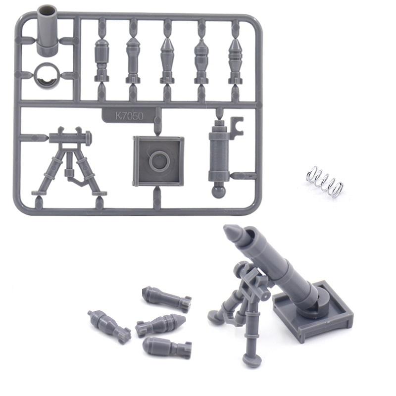 WW2 World War II US Military Weapon M2 Mortar Parts Accessories Minifigures MOC Parts Building Bricks Toys for Children