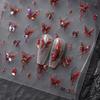 Red Butterfly Nail Stickers Flash Design Decals Self Adhesive Stereoscopic Nail Charm Decoration Accessories
