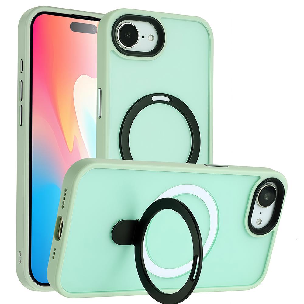 For iPhone 16e Case Compatible with MagSafe TPU+Acrylic Matte Phone Back Cover with Kickstand