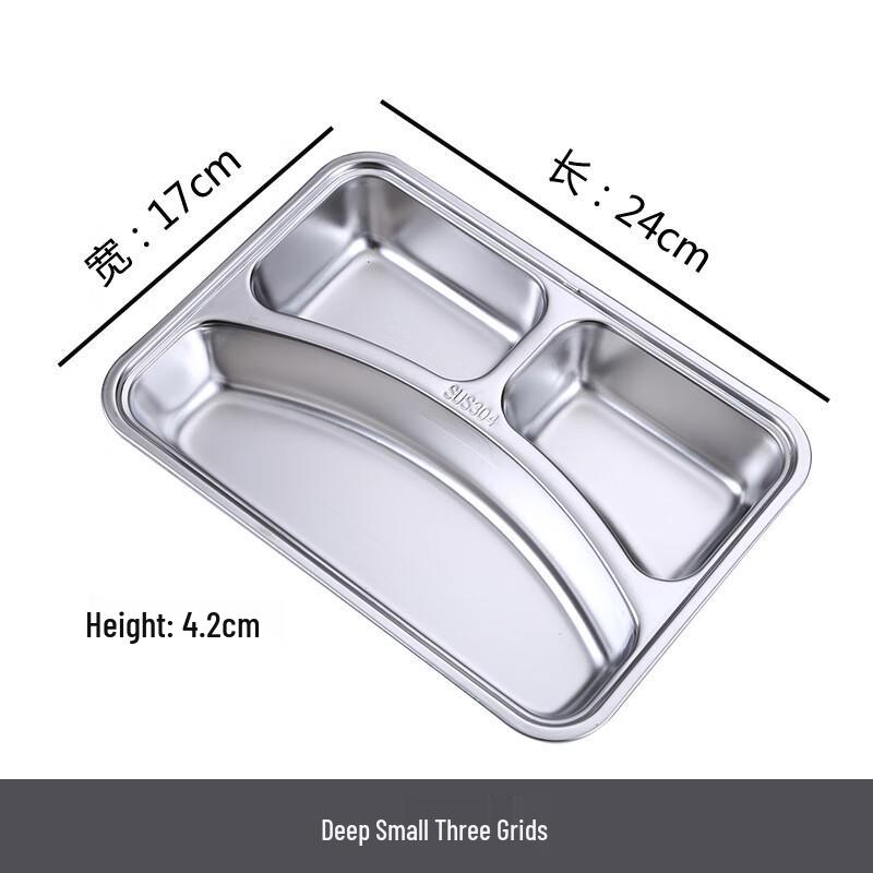 Stainless Steel 3-Compartment Divided Lunch Plate