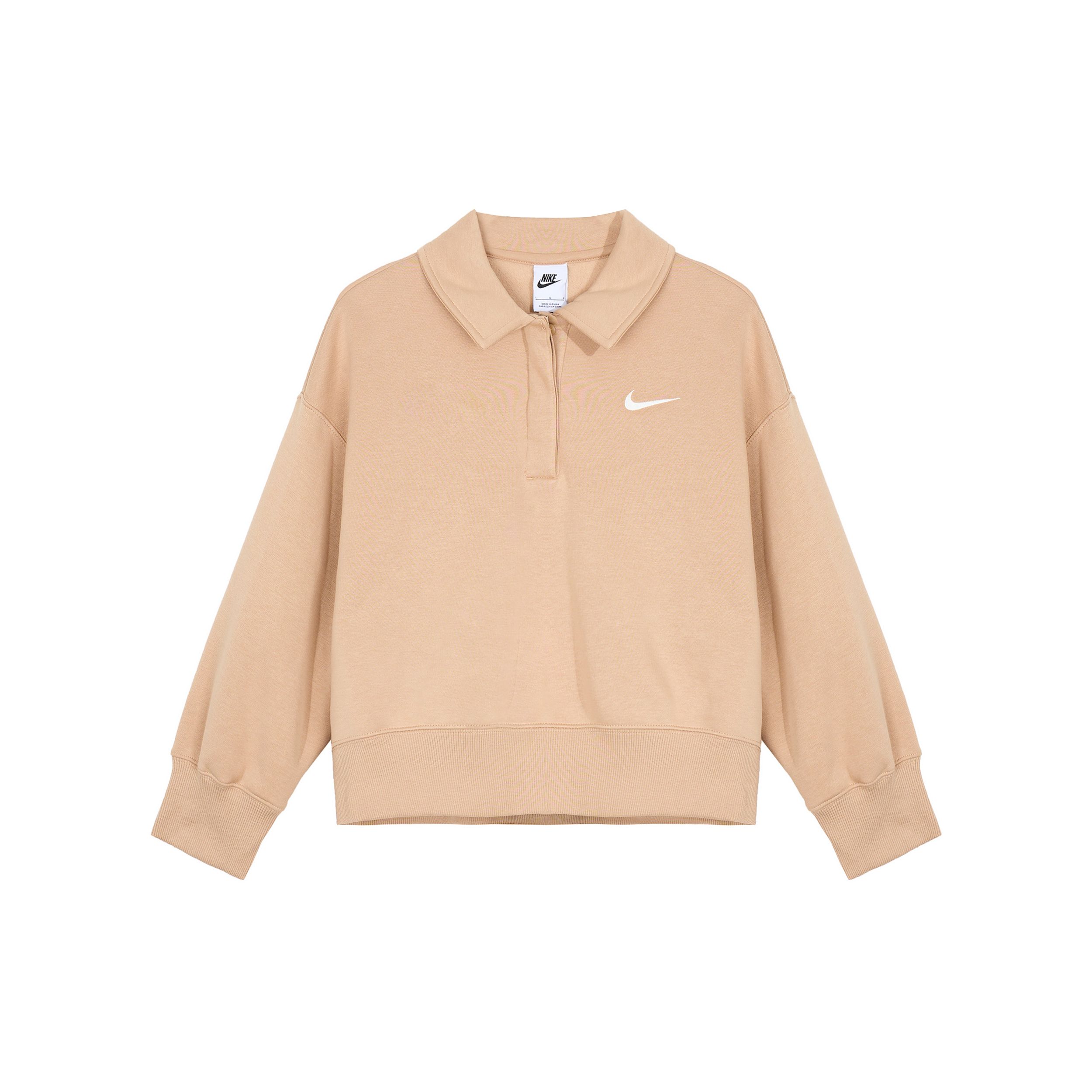 

Женская рубашка-поло с длинным рукавом с принтом логотипа Nike, телесный цвет DQ5869-200 S