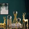 Clear Crystal Ball With Gold Art Decor Stand Light Luxury Sphere For Photography Ornaments Bookcase Wedding And Party