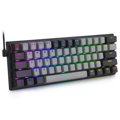 Gaming-Tastatur mit rotem Tenkeyless US-Englisch 61 Mechanische Tasten RGB-LED Kompakt Kompatibel mit Tastatur Rote e-Element Schalter, Layout, Kabelgebunden, Tasten,