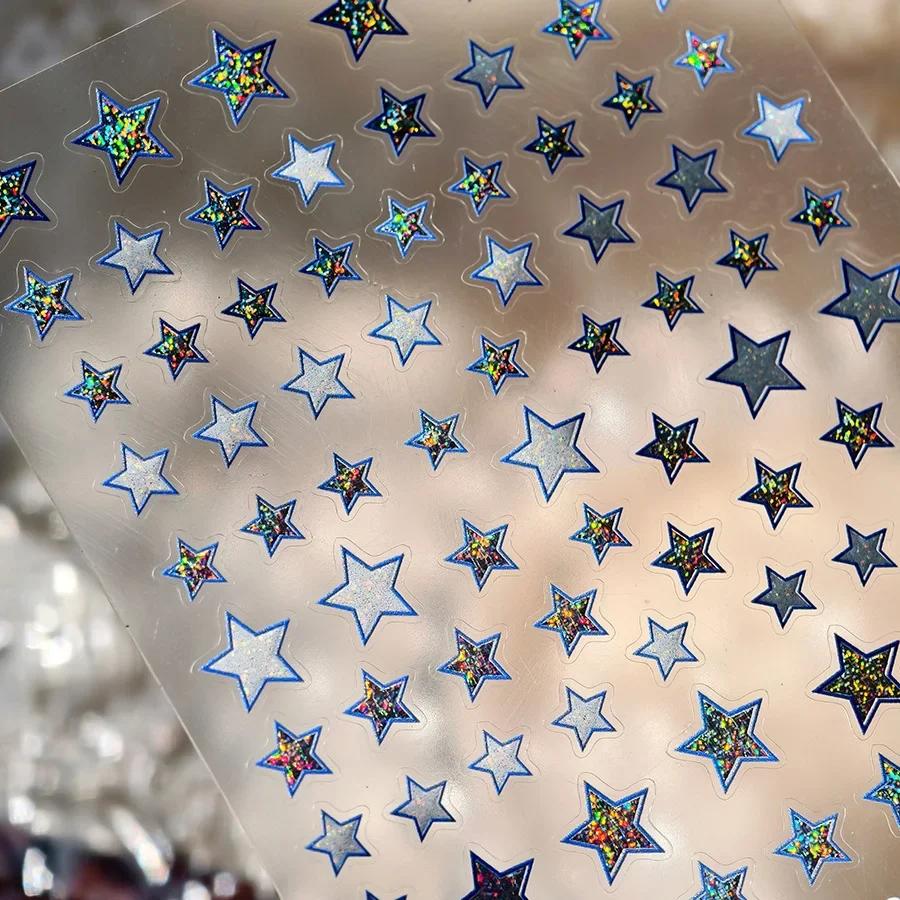 Charming Hollow Stars Love Geometric Five-pointed Star Self Adhesive 5D Nail Art Decorations Stickers Shiny Manicure Decal