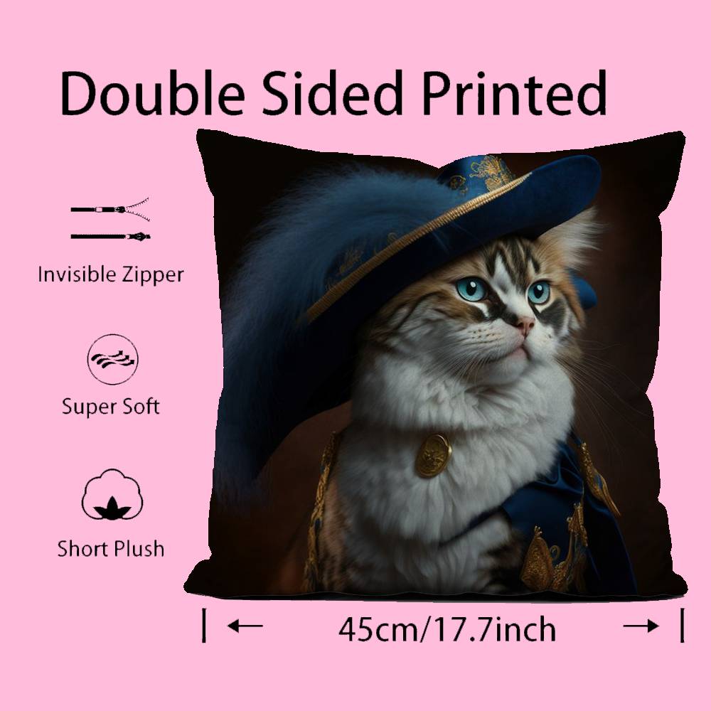 Renaissance Royal Cat Funny Pillow Case pattern printing pillowcase living room sofa cushion cover bedroom room decor