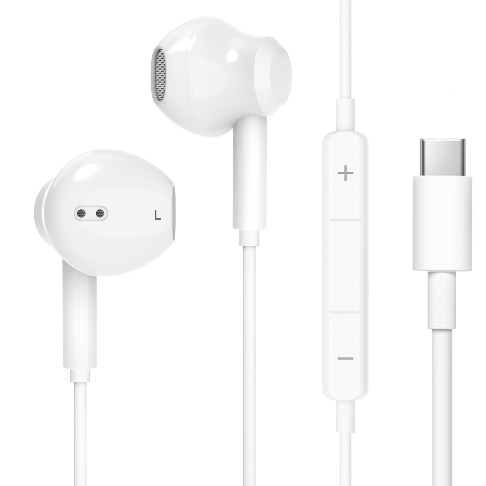 

Наушники Znines Новая версия Совместимые с iPhone Проводные Hi-Fi Шумоподавление Глубокий чистый звук при звонках Регулируемые Удобные Эргономичные Водонепроницаемые и с Пультом управления белый