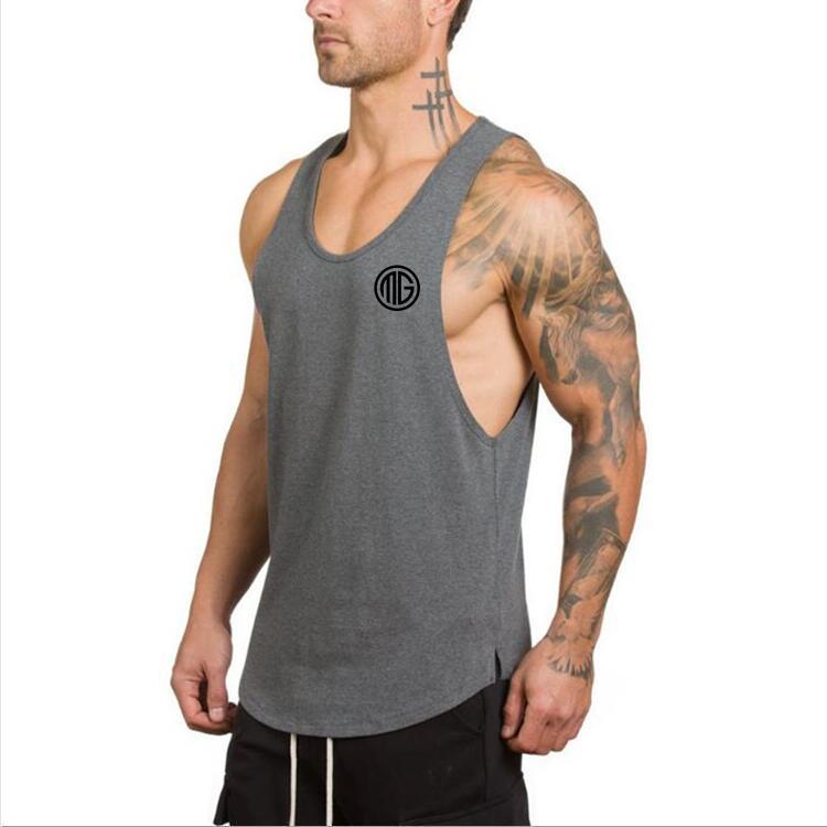 

Korean Style Men s Bodybuilding Sleeveless Fitness Muscle T-Shirt M серый