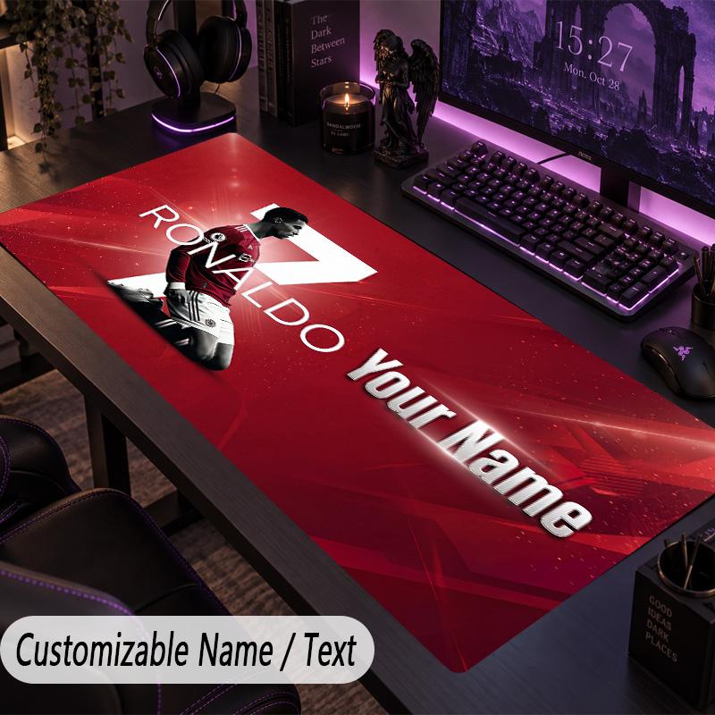 Large Mouse PadCristiano Ronaldo Custom Name Text Personalized Desk Mat Non Slip Gaming Pad