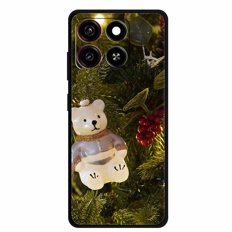 Christmas Cover For ZTE Blade A35 A55 Case Black Silicone Cases for ZTE Blade A55 Cartoon Santa Claus Christmas Tree Back Cover