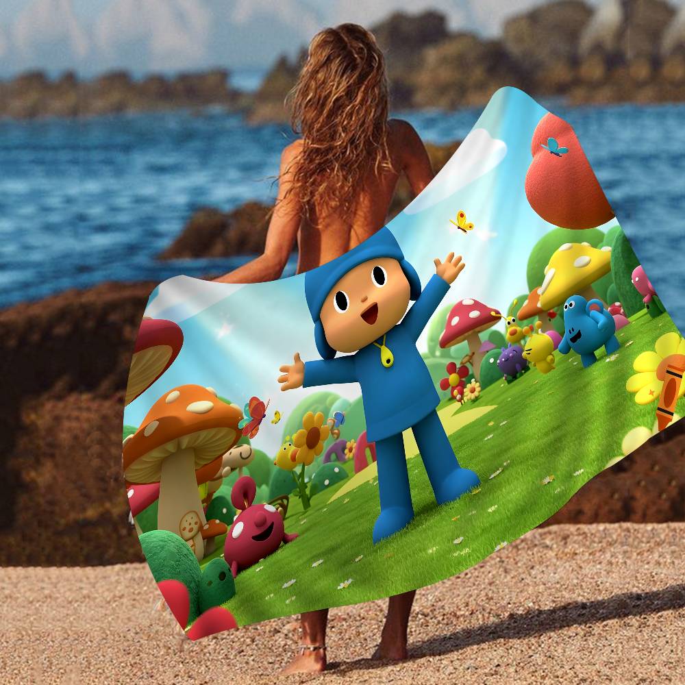 Cartoon P-Pocoyo Microfiber Beach Towel Absorbent Quick Dry Soft Yoga Swimming Resort Mountain Climbing Towel
