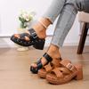 Summer New Versatile Fashion Non-Slip Slippers High Heel Block Heel Flip-Flop Heightening Sandals