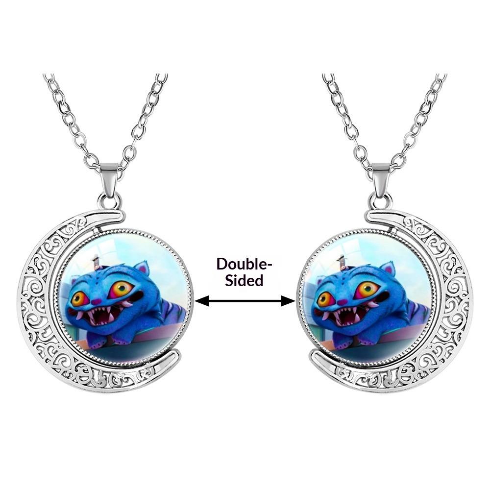 Collana con Pietra Preziosa a Forma di Luna Crescente Ciondolo Rotante Double-sided Accessori di Coppia di Alta Gamma