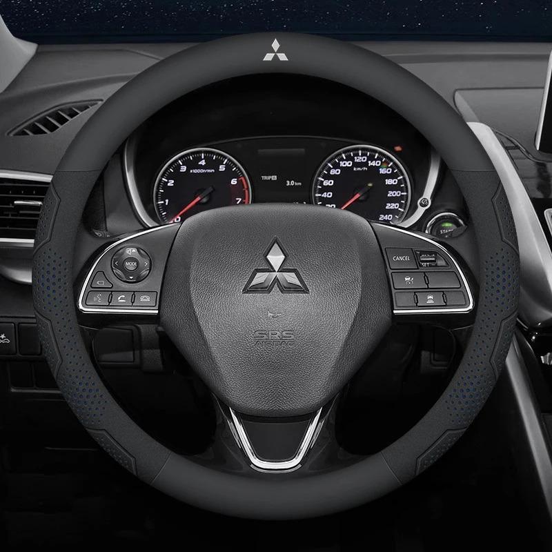 Car Suede Carbon fiber Leather Steering Wheel Cover For Mitsubishi Outlander Pajero Asx Lancer EX Evolution L200 Triton RALLIART