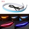 2Pcs 45 - 60cm Universal Car Headlight Waterproof RGB LED Strip DRL Turn Signal Yellow Brake Flow Lights