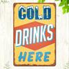 Retro Metal Tin Sign Cold Drinks Wall Decor for Bar Garage Pub Man Cave