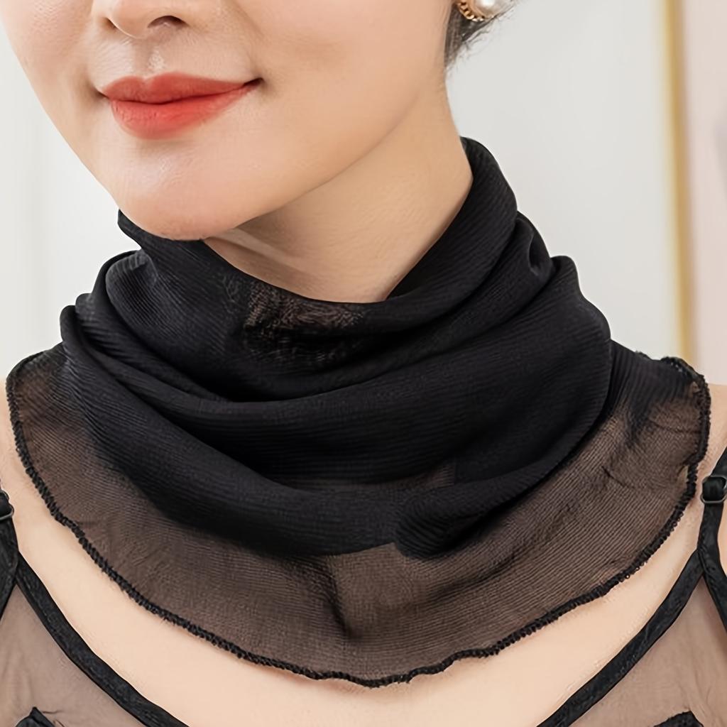 Faux Pearl Pendant Yarn Scarf Fashion Neck Protection Mesh Scarf Elastic Pullover Breathable Neck Scarf For Women