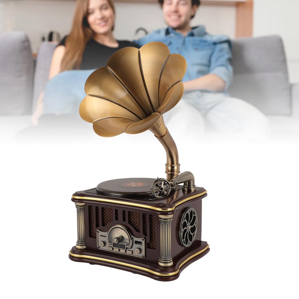 Vintage Gramophone Speaker 2000mAh Input Retro CD Player Radio Speaker