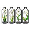 4 Pcs Wire Flower Vases Hollow Desktop Planter with Stained Glass Floral Design Hydroponic Propagation Station Flower Holder for Home Wedding Decor