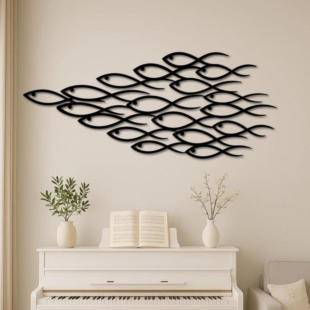 Metal School of Fish Wall Art 3D Abstract Metal Fish Decor for Home Ocean Sea Life Modern Coastal Housewarming Gift