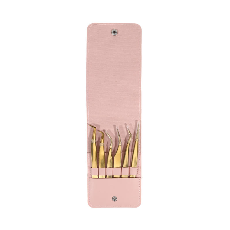5/6PCS Portable Eyelash Extension Tweezers Set Professional Lash Tweezers Kit with Pouch for Beginners & Lash Artists