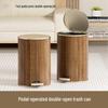 Wood Grain Round Silent Pedal Trash Can 9L