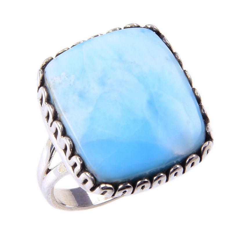 Natural Republic Larimar Gemstone 925 Solid Sterling Silver Gift Ring S.8 E7k34