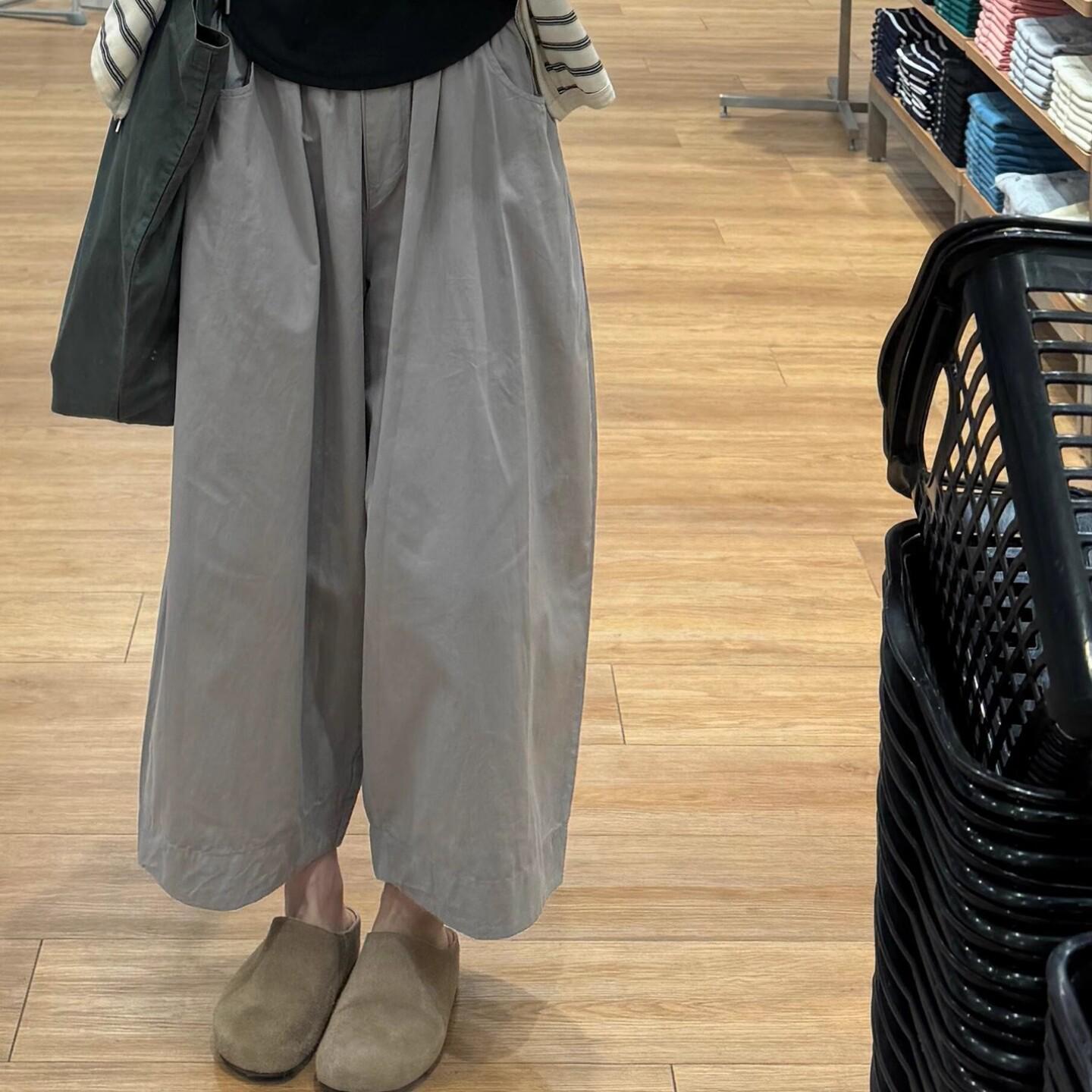 Women s Gray Quick-Dry Balloon Harem Pants - Plus Size Spring Casual Cropped Style S