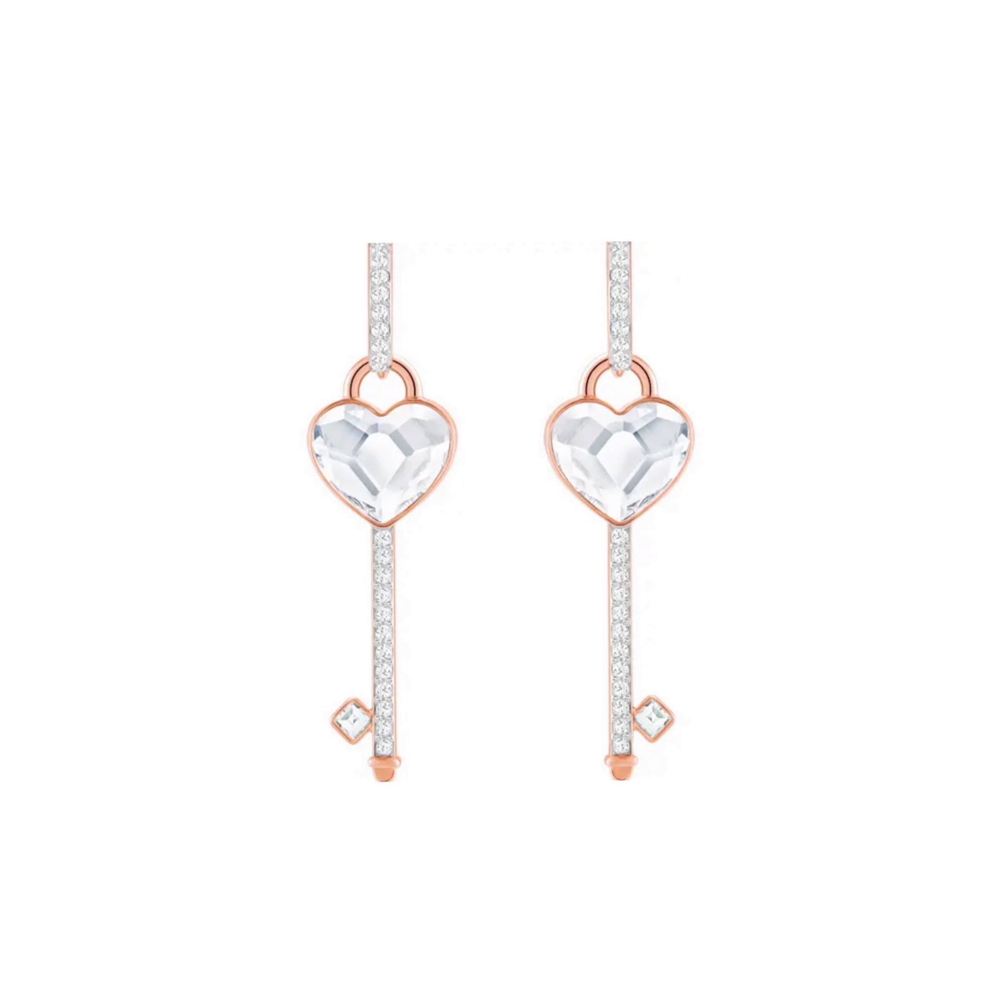 Swarovski Melt Your Heart Crystal Peach Heart Key Earrings Women earrings 5412410 Silver,F