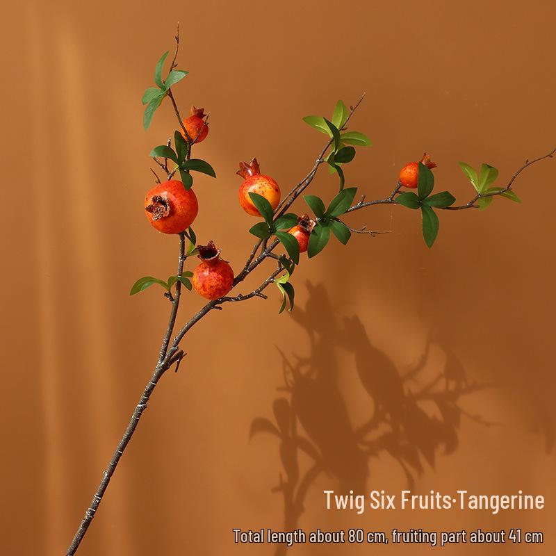 Persimmon and Pomegranate Faux Flower Arrangement for Living Room or Foyer