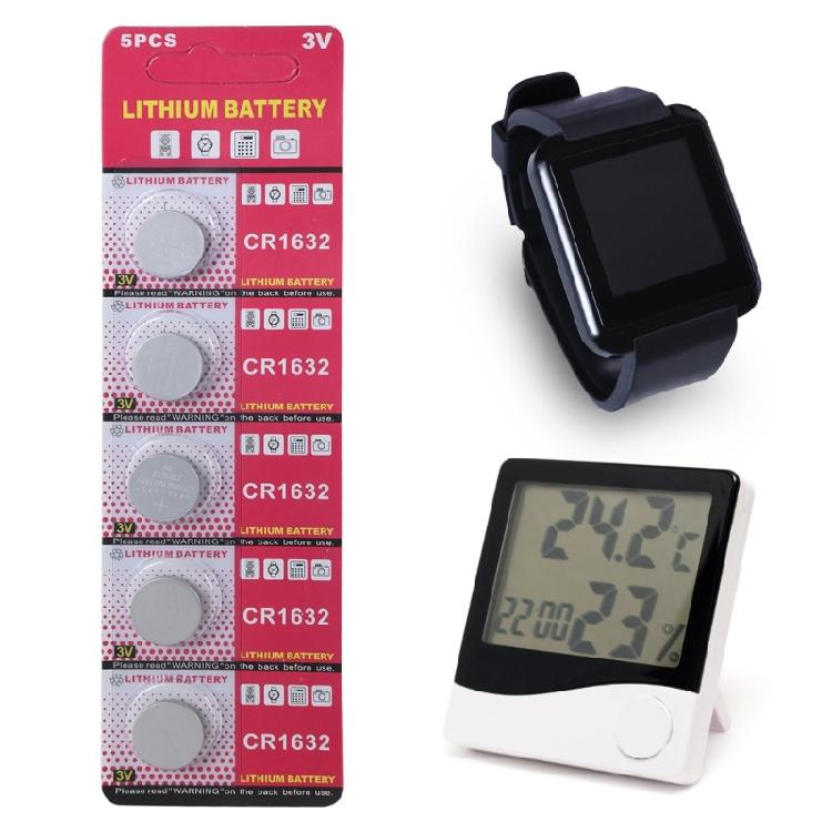 5Pcs CR1632 Batteries 3V Capacity Safety Battery Coin Button Cell Lithium Batteries for Electronic Balanced Watches