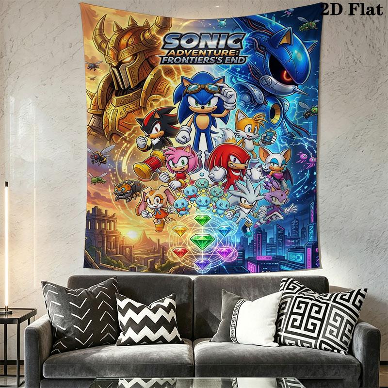 Hedgehog Sonic Thrust Wall Hanging Printed Fabric Blanket Decorative Tapestries for Bedroom Living Room Home Decor
