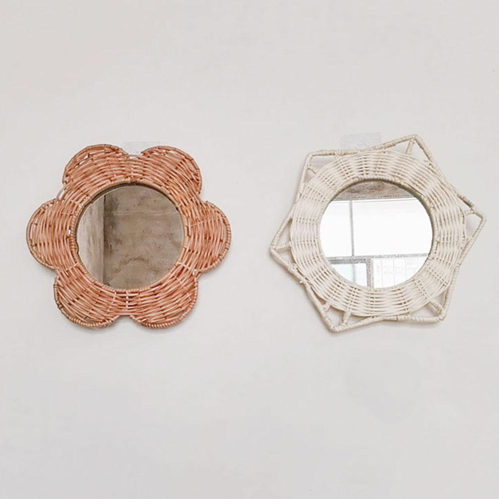 Vine Woven Wall Decoration Hanging Mirror Rattan Mirror Wicker Wall Hanging Mirror Art Decor Bohemian For Home Room Entryway