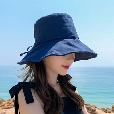 Fashion Solid Color Women Bucket Hat Foldable Adjustable Sun Hats Sunscreen Panama Fisherman Hat