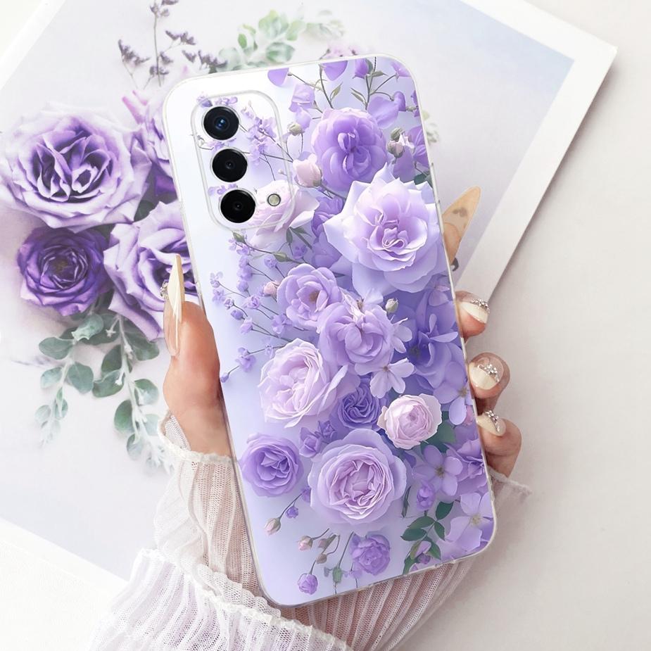 For Oppo A74 5G Case CPH2197 CPH2263 Luxury Bow Flowers Painted Cover Soft Silicone Phone Case For Oppo A74 A 74 OppoA74 5G Bags