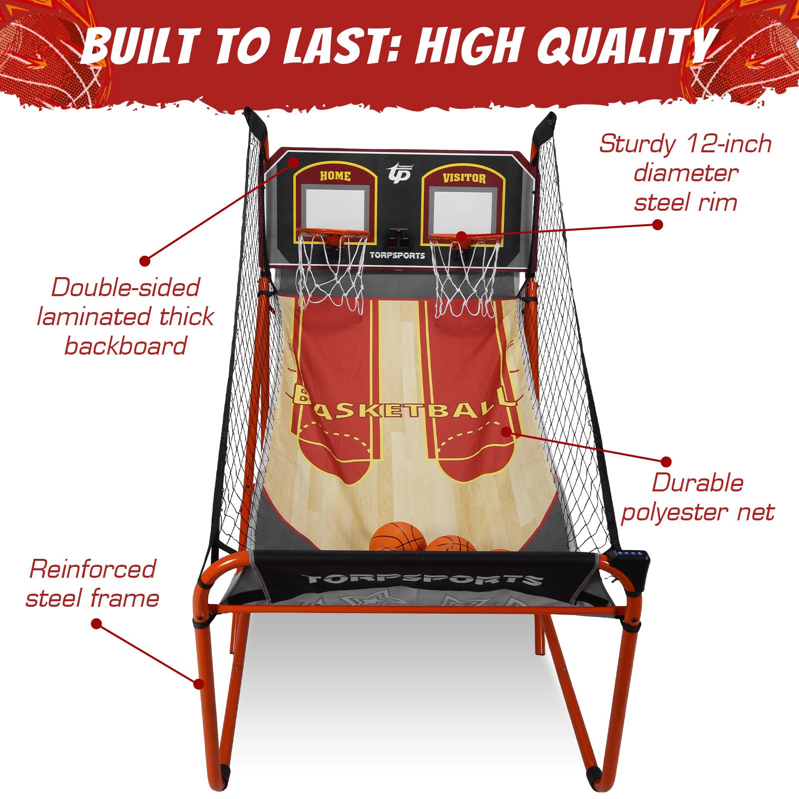 Arcade Cage Basketball Game LED Electronic Scoring Indoor Double Electronic Basketball Machine for 2 Players Basement Game Rooms United States