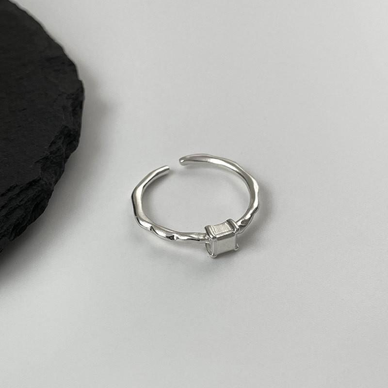 Silver Modern S925 Dual Layer Geometric Ring With Adjustable Size And Colorful Agate Stones For Stylish Accessories Womens
