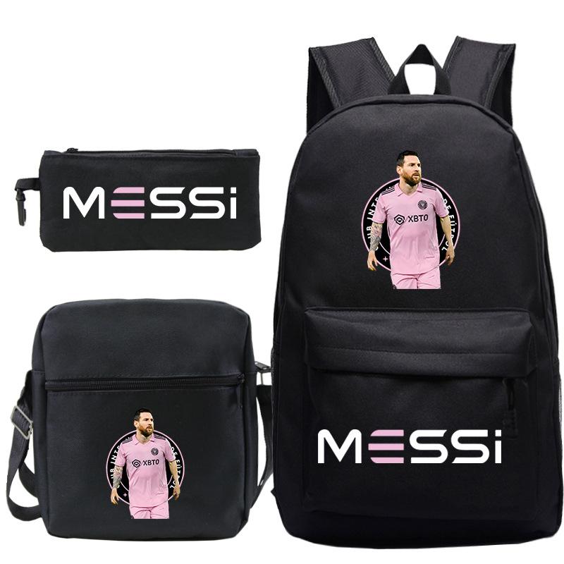 Football Player Peripheral Printing Primary And Secondary School Schoolbag Three-Piece Children S Backpack three-piece set