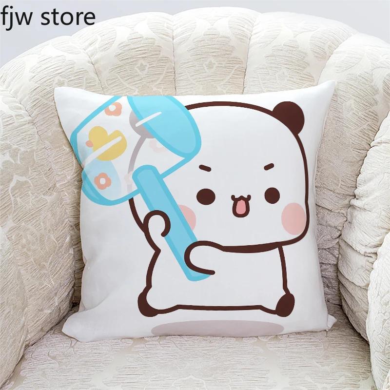 Niedliche Panda Bubu und Dudu Druck Kissenbezüge Heimdeko Kawaii Cartoon Animation Sofakissenbezug Schlafzimmerzimmer Kissenbezüge