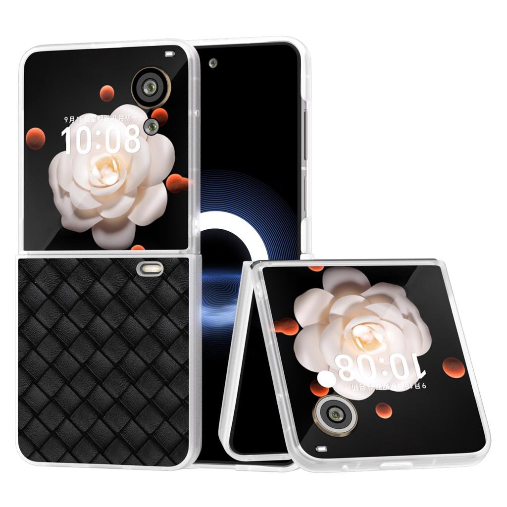 For Honor Magic V Flip 5G Case Woven Texture Matte Edge Leather+PC Phone Cover