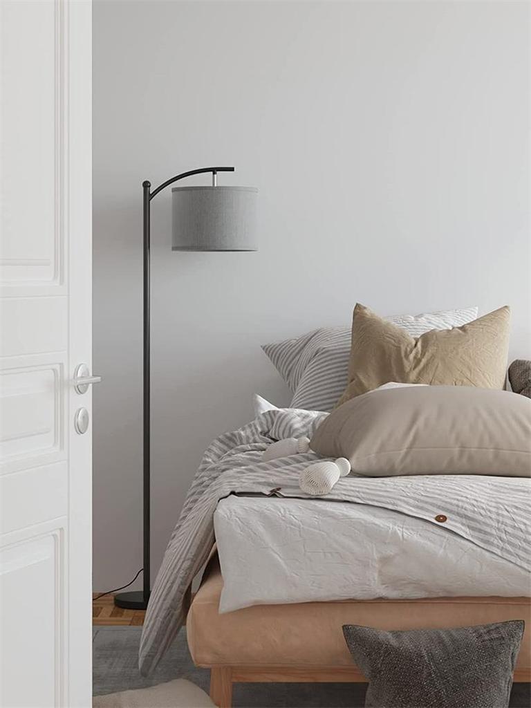 Retro Minimalist Fabric Floor Lamp - Dimmable Three-Color Lighting for Bedroom, Study, or Living Room