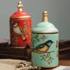 Bird Printing Tea Can Ceramic Kitchen Storage Jar Multi-functional Candy Pot  Gift