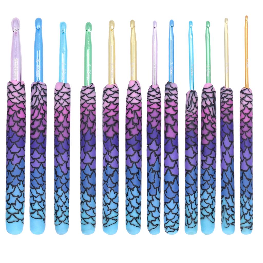 12Pcs Crochet Hooks Ergonomic Soft Handle Aluminum Crochet Needle Kit for Beginners for Crochet Accessories12 Pcs OPP