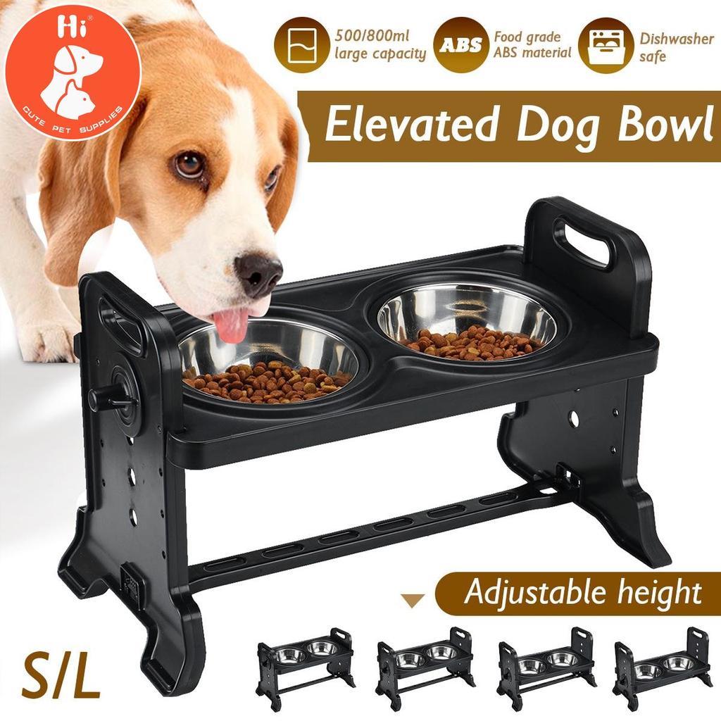 Satın alın Hi Dogs Double Bowls with Stand Adjustable Height Pet Feeding Dish Bowl Medium Big