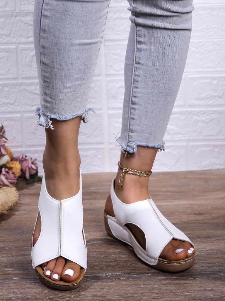 Women's 2024 Summer Large Wedge Heel Fish Mouth Sandals