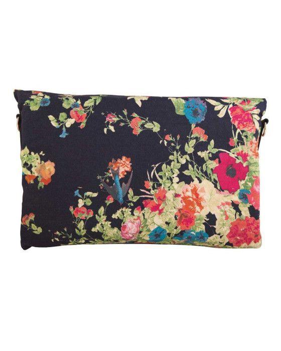 Sac à bandoulière - Christian Lacroix - Eden 4 Fleurs - Coton 100% - Bandoulière réglable - Marine