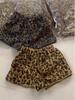 Korean Dongdaemun Retro Leopard Winter Lambswool Wide-Leg Shorts for Women