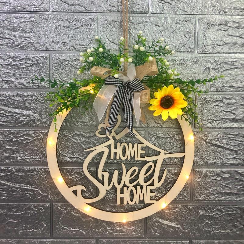 Wooden Welcome Sign With Cutout Design Christmas Door Hanging Home Decor Rustic Style