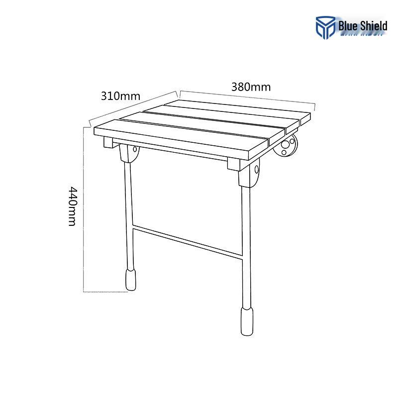 Lanpindun Wall-Mounted Solid Wood Folding Shower Chair 440mm x 310mm x 380mm