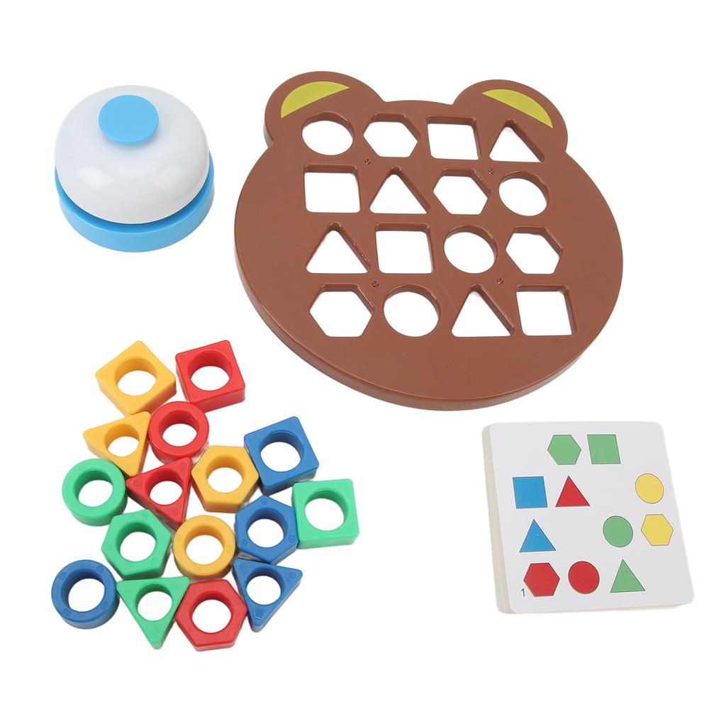 Kids Shape Matching Game with Bell Geometric Shape Matching Board Color Sensory Educational Toy for 1‑8 Years Olds