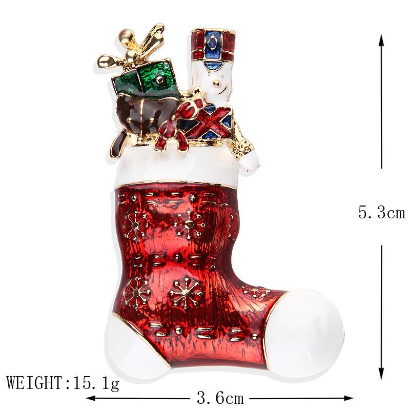 Fashion Christmas Brooch Christmas Tree Shoes Old Man Elk Wreath Snowflake Bell Pin Female
